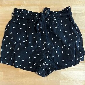 Size Small, black polka dot shorts